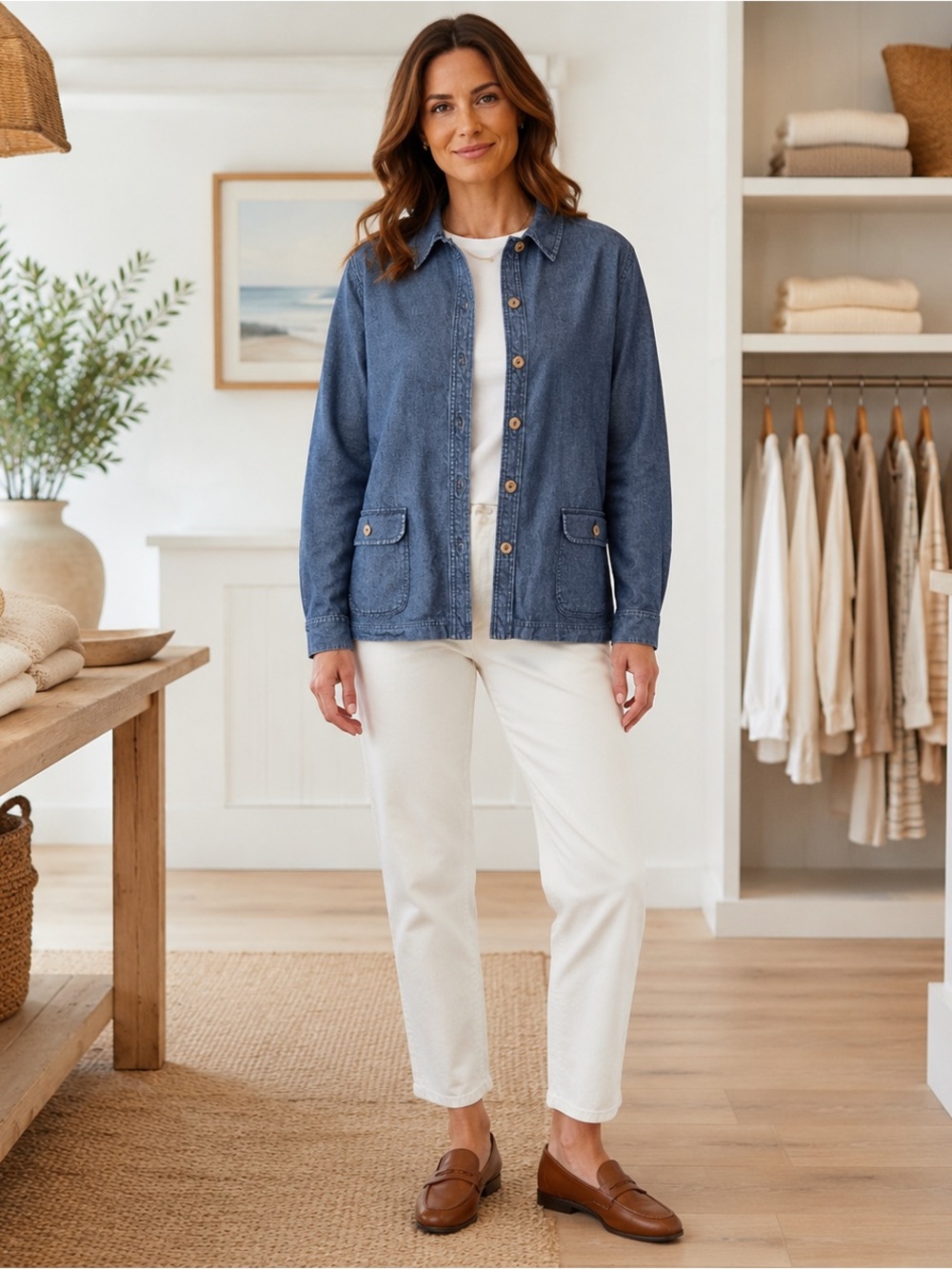 Vintage Sharon Anthony Women's Blue Denim Button-Front Jacket